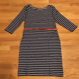 Lauren Jeans Co. Navy/White Sheath Dress with Belt